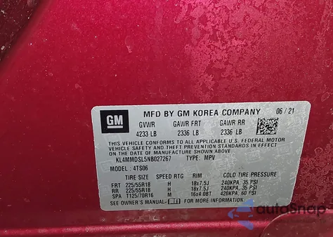 2022 Buick Encore Gx Fwd Select z USA, uszkodzony, nr VIN KL4MMDSL5NB027267